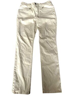 Ralph Lauren Ivory Zip Front Pocket Long Slim Pants Size 12